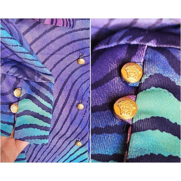 Vintage VERSACE Dress Abstract Psychedelic Dress - Italian High End Designer XS - Picture 3 of 10